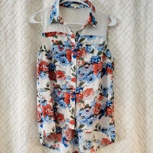 TJ Maxx Button Down Sleeveless Blouse